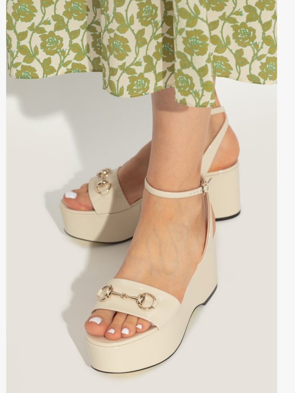 GUCCI SHOES LADY IVORY LEATHER PLATFORM HORSEBIT SANDALS sz 39 9 US - Picture 3 of 17